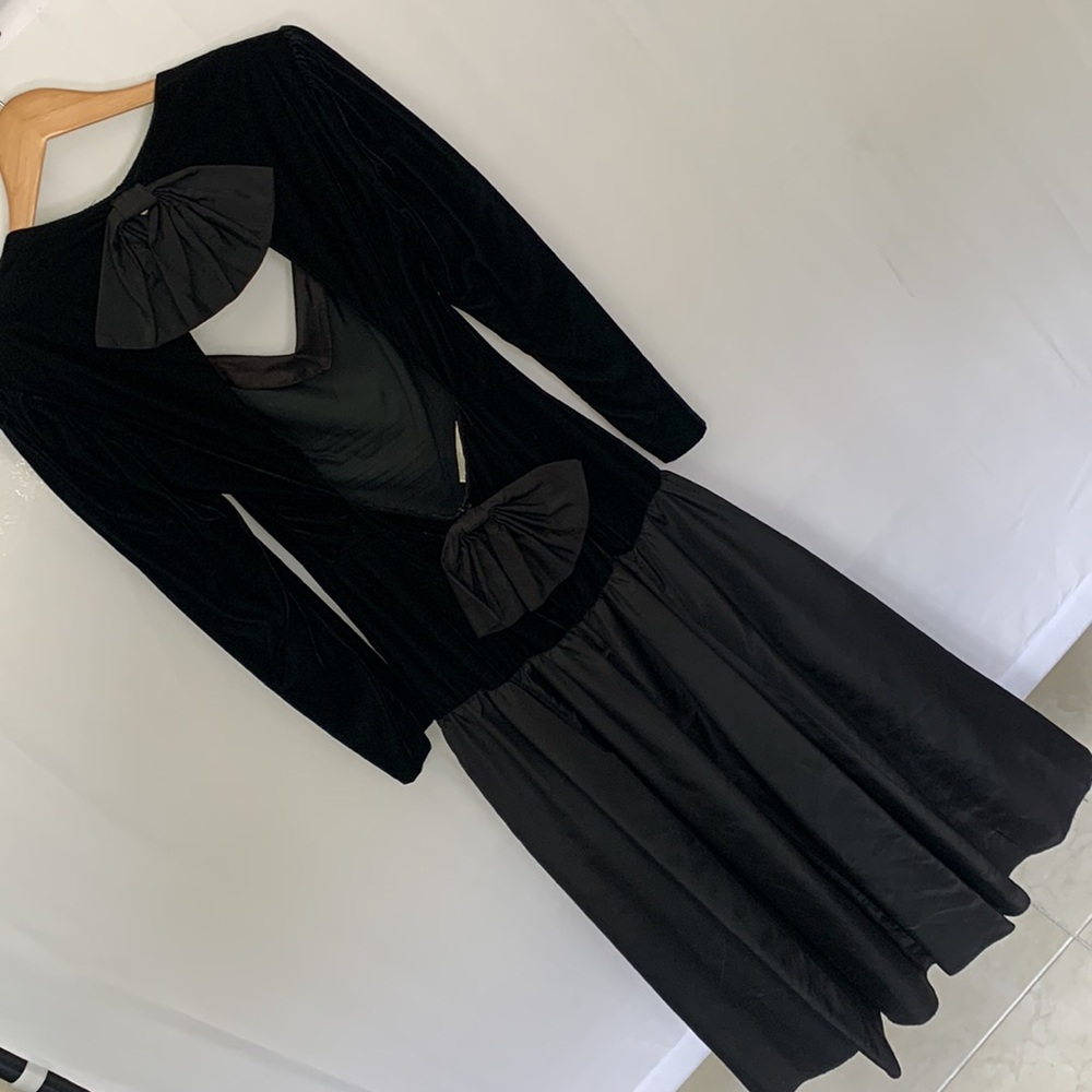 Vintage GUNNE SAX by Jessica McClintock Velvet & Taffeta Dress Black Size Medium - Picture 11 of 14